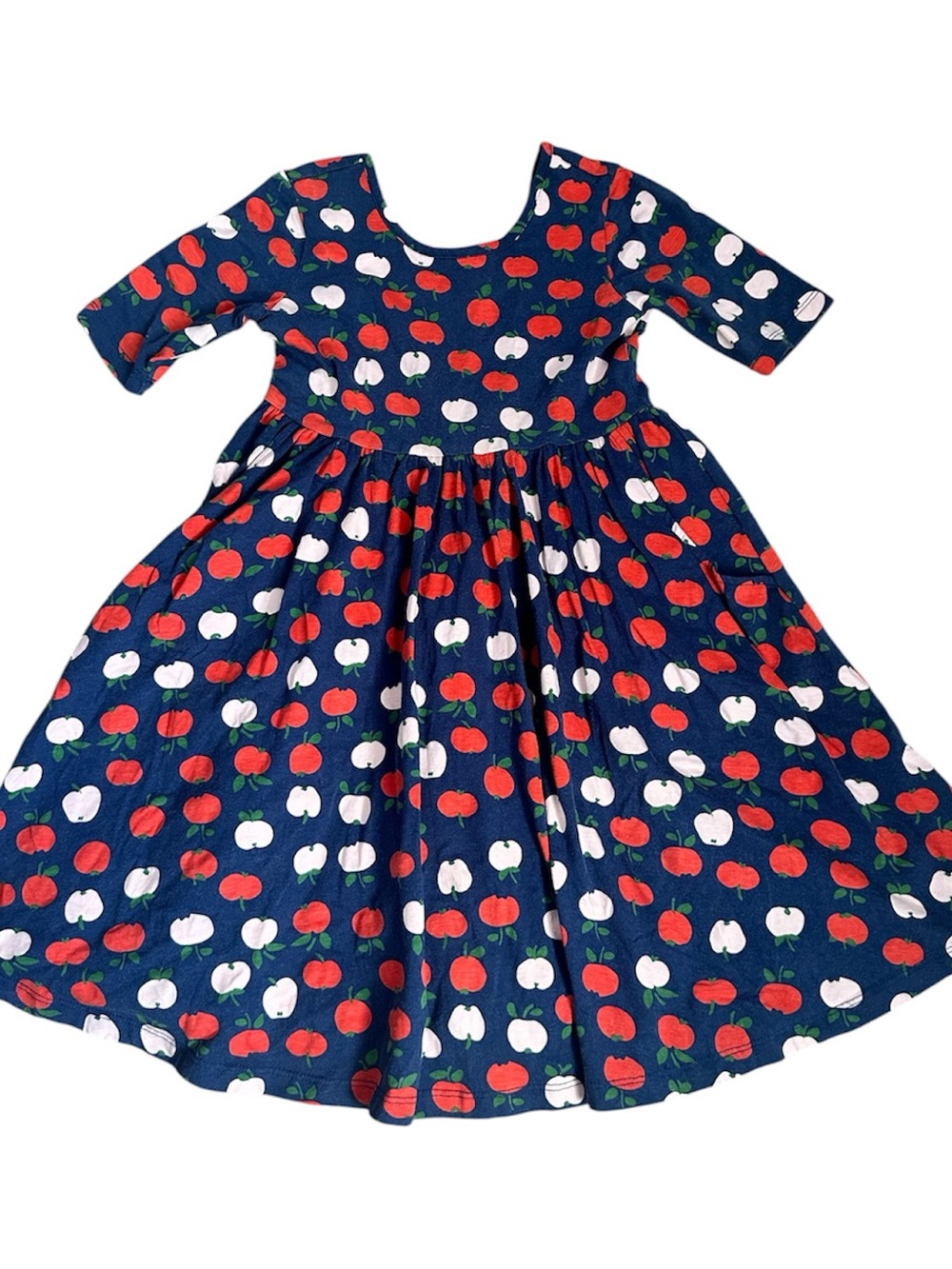 Hanna Andersson Navy Dress with Red & Pink Fruit Motif
